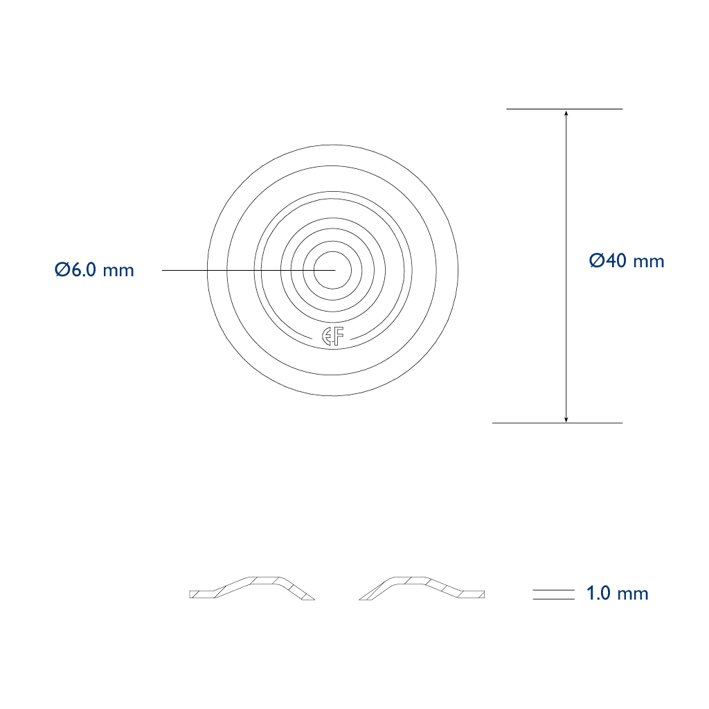 Pressure plate diam. 40mm hole 6,0mm normal recess