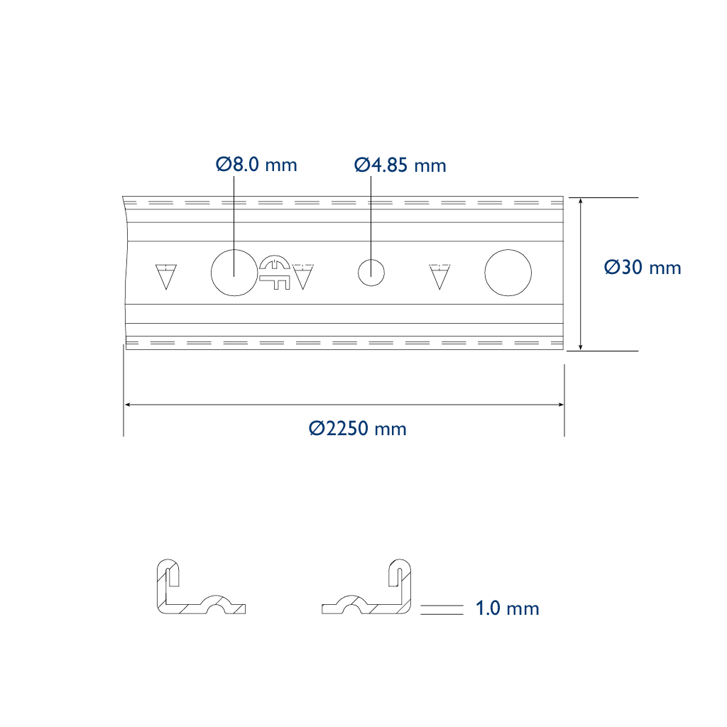 Pressure rail barbed 2250x30mm