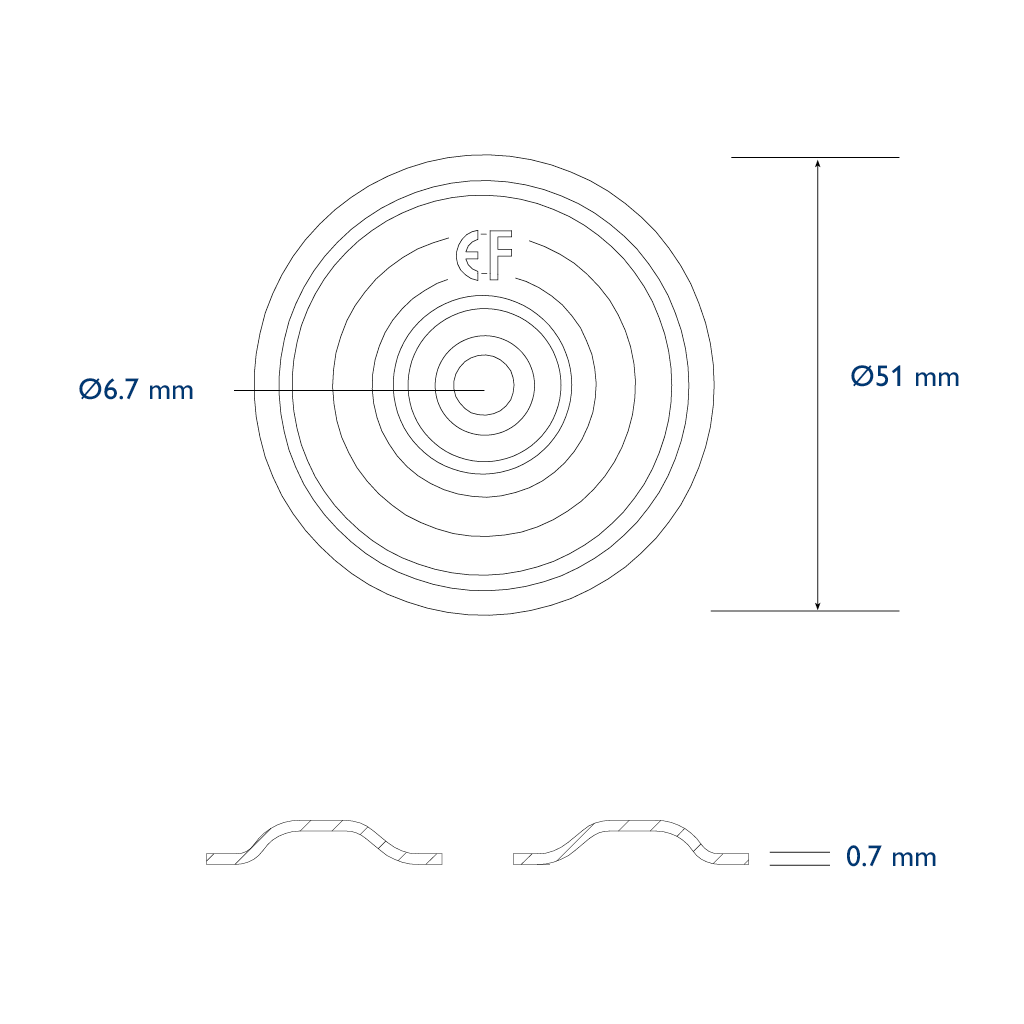Eurofast aluzinc deckingplate. Size Ø 51 x 0,7mm. 