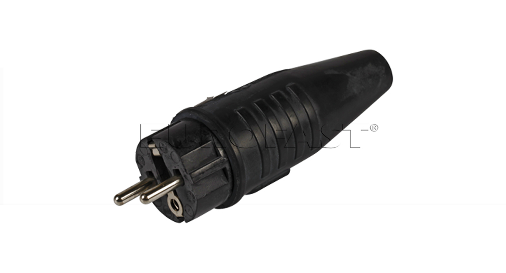 Stekker 220v rubber 2p+ra zwaar