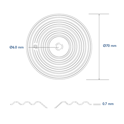 Pressure plate diam. 70mm hole 6,0mm deep recess