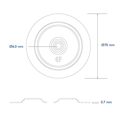 Pressure plate diam. 70mm hole 6,0mm high recess