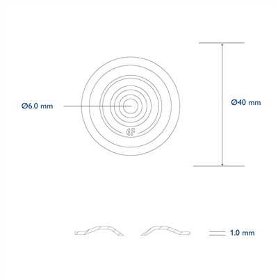 Pressure plate diam. 40mm hole 6,0mm normal recess