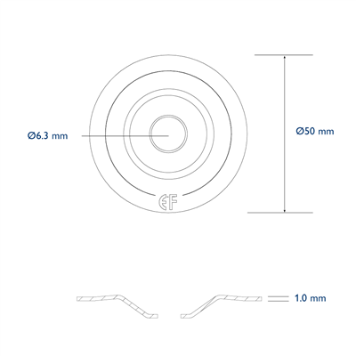 Pressure plate diam. 50mm hole 6,3mm deep recess