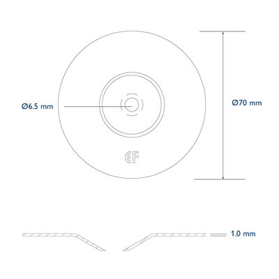 Pressure plate diam. 70mm hole 6,5mm deep recess