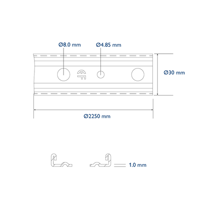 Termination bar 2250x30mm
