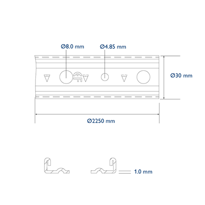 Pressure rail barbed 2250x30mm