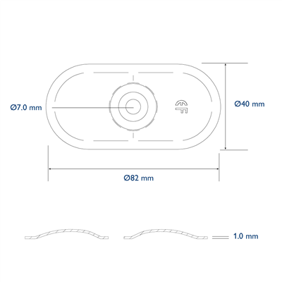 PP 82x40mm hole 7,0mm high recess