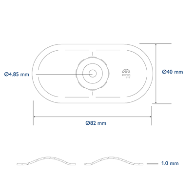 PP 82x40mm hole 4,85mm extra high recess