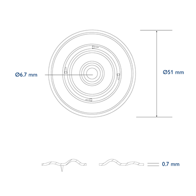 OMG plate barbed, size Ø51mm, hole Ø6,7mm